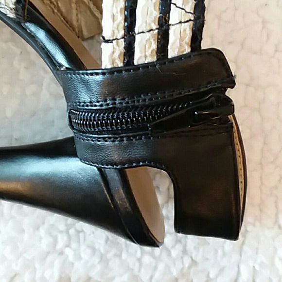 Andiamo black & beige platform sandal heels - Picture 5 of 8